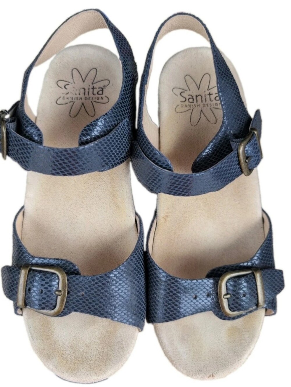 Sanita Daisy Leather Platform Sandals Blue Women's 5.5 / 6 (36) - Picture 2 of 4